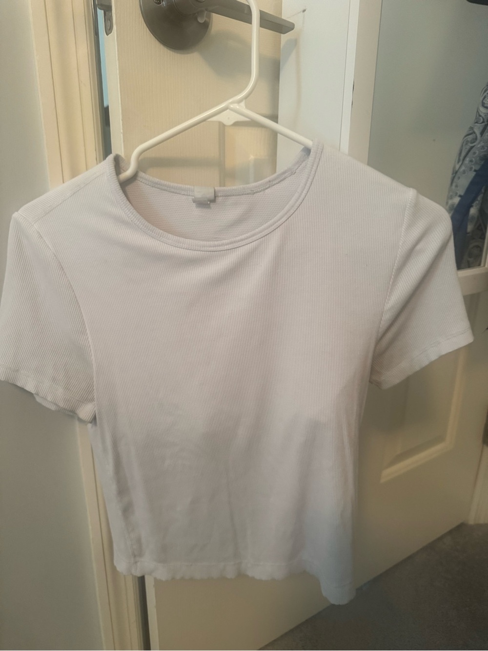 Yogalicious White Ribbed Short Sleeve Tee